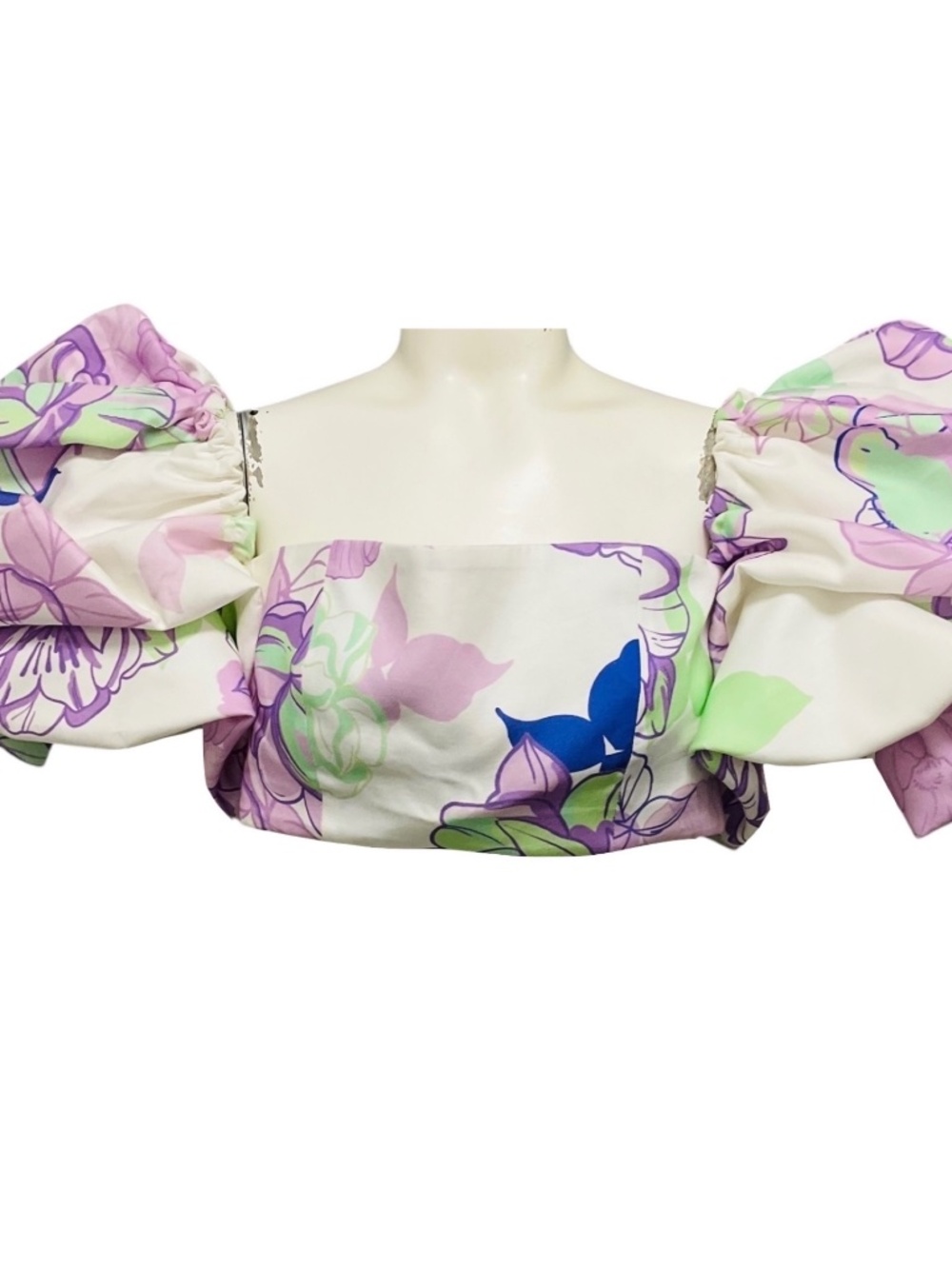LEO LIN PURPLE MULTI BEGONIA PRINT SIMONE PUFF TOP